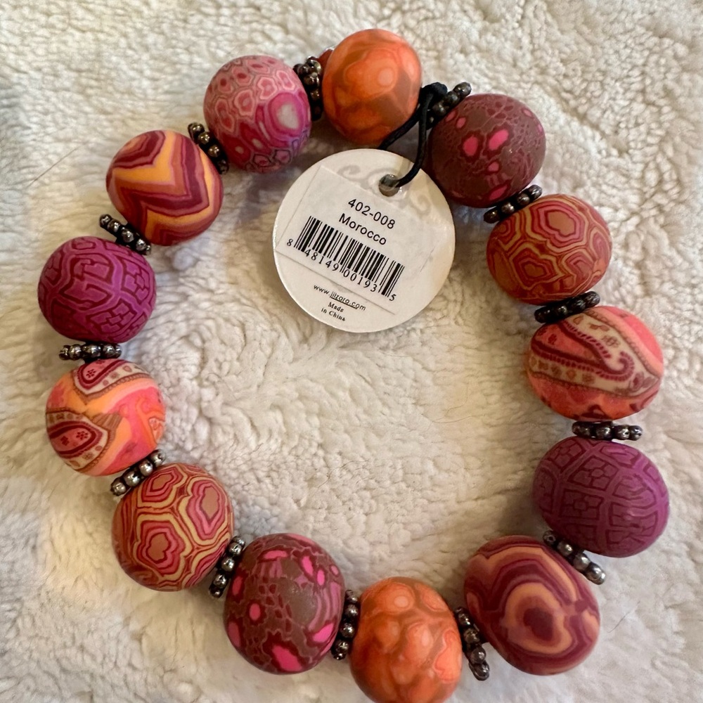 NWT Jilzara handmade clay beaded stretch bracelet